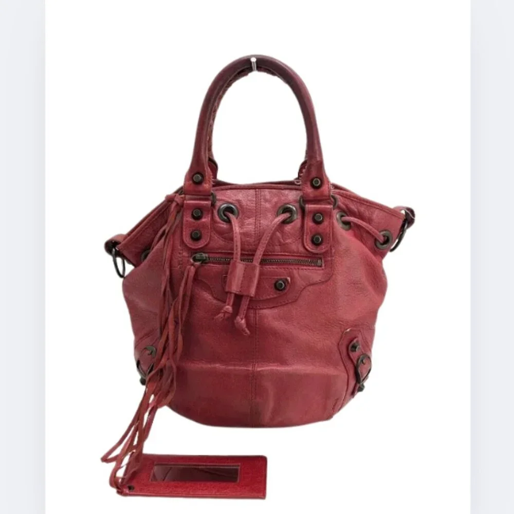 Vintage Balenciaga class mini pompon leather hand bucket bag with double handle - Picture 2 of 8